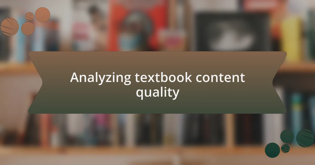 Analyzing textbook content quality