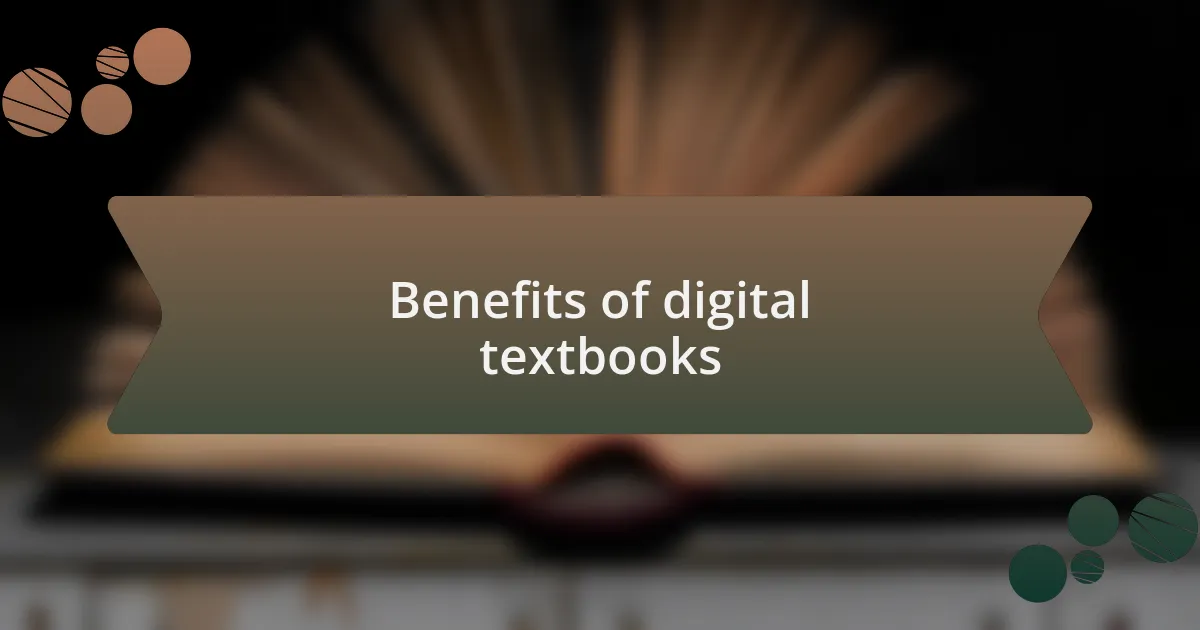 Benefits of digital textbooks