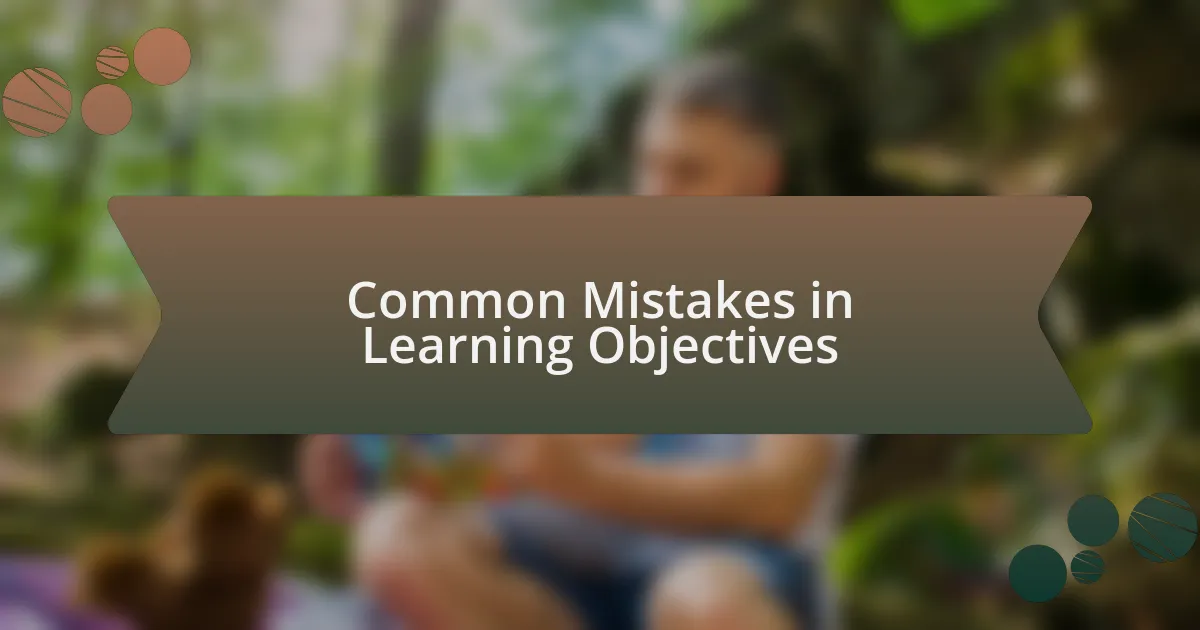 Common Mistakes in Learning Objectives