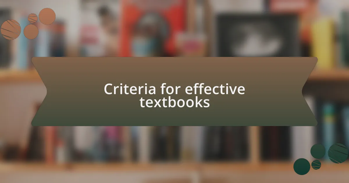 Criteria for effective textbooks