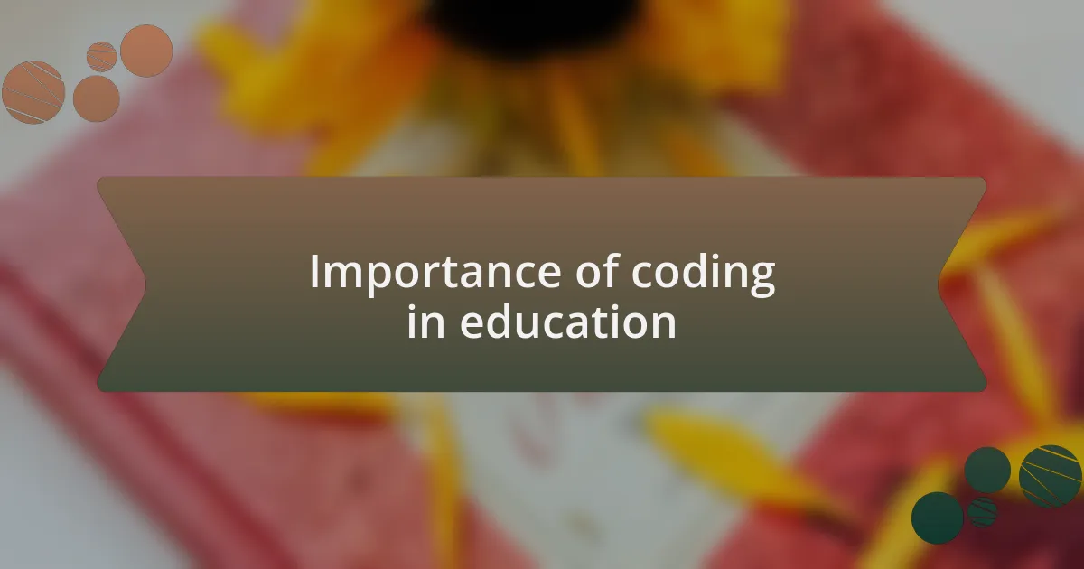 Importance of coding in education