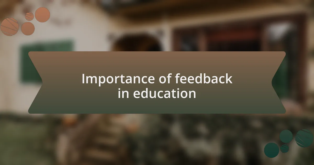 Importance of feedback in education