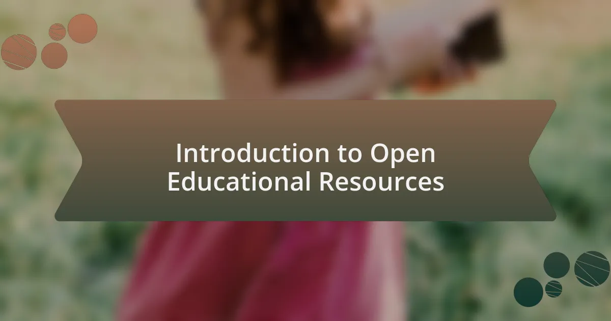 Introduction to Open Educational Resources