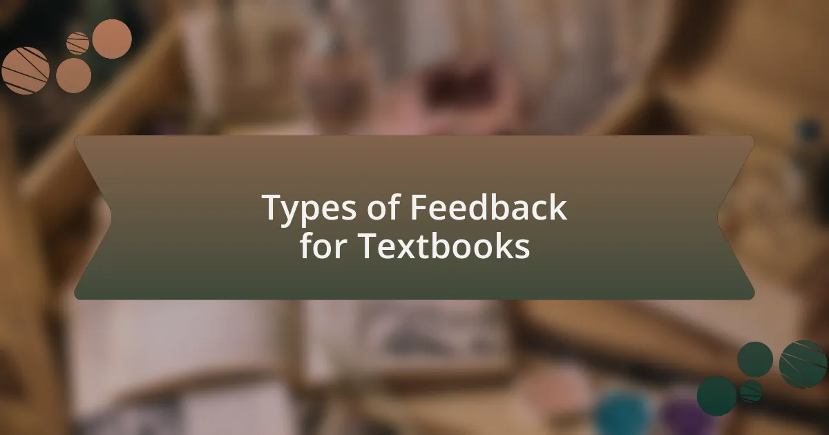 Types of Feedback for Textbooks