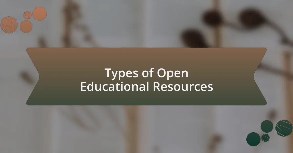 Types of Open Educational Resources
