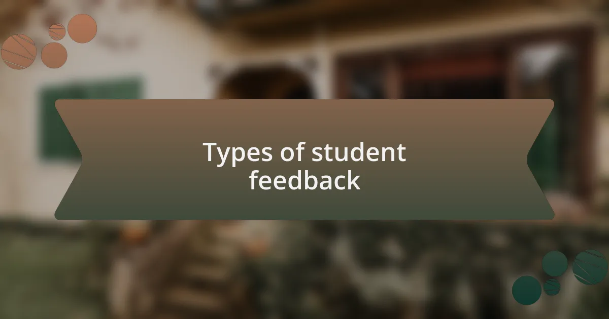Types of student feedback